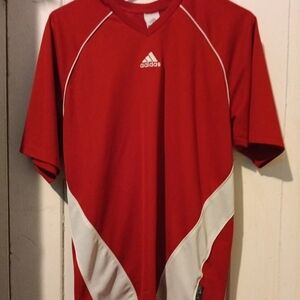 Adidas Red and White Short Sleeve Tee